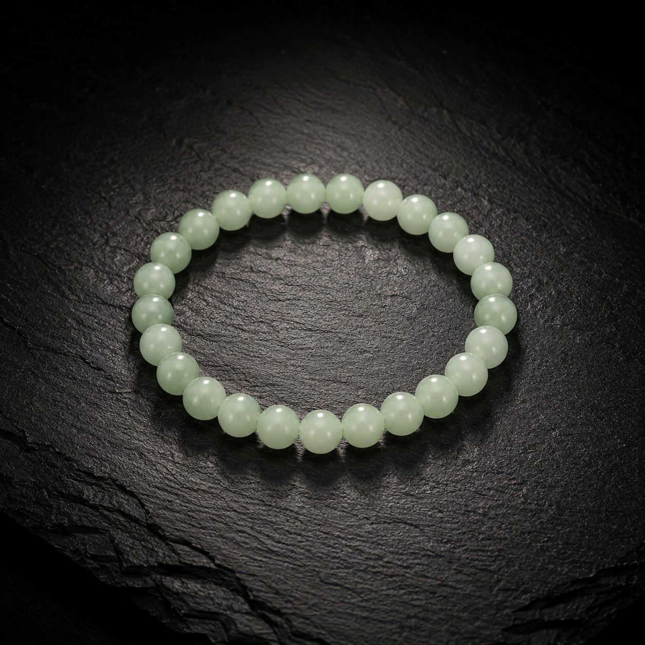 Bracelet Perles Naturelles - Jade Vert Clair - Sérénité/Equilibre