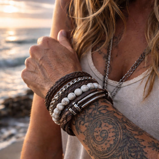 Bracelet Howlite blanche- Collection Blessed & Damned