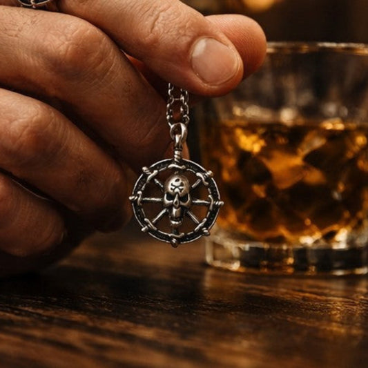 Chaine Tête de Mort – Pendentif Gothique Roue Os
