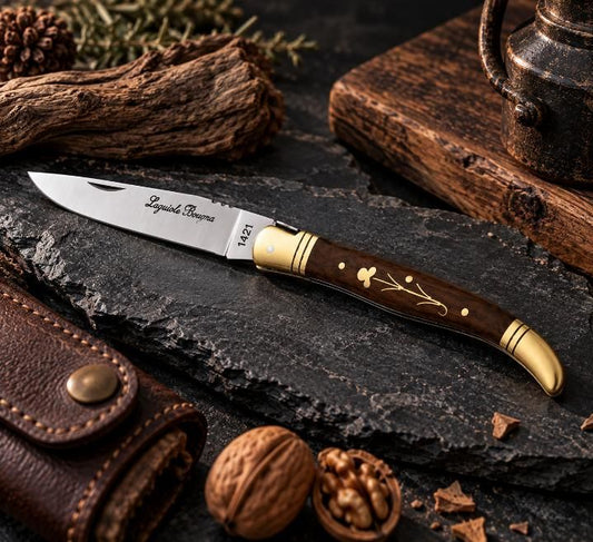 Couteau Laguiole Noyer Fleur – Avec ou Sans Tire-Bouchon