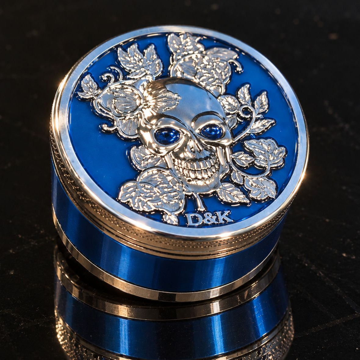 Grinder Tête de Mort – Rouge, Bleu ou Vert - Style Rock Biker