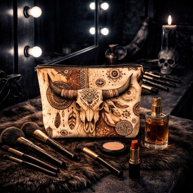 Trousse cosmétique en lin vintage