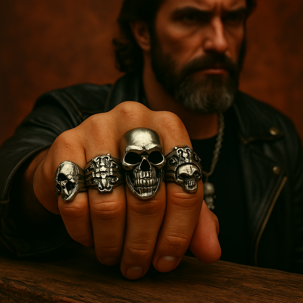 Bagues skull tête de mort style biker 