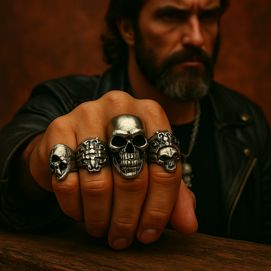 Bagues skull tête de mort style biker 