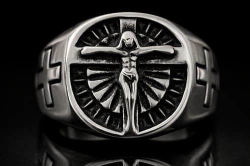 Bague croix Jésus Christ pour homme