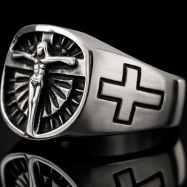 Bague croix Jésus Christ pour homme 4