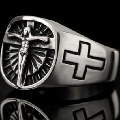 Bague croix Jésus Christ pour homme 4