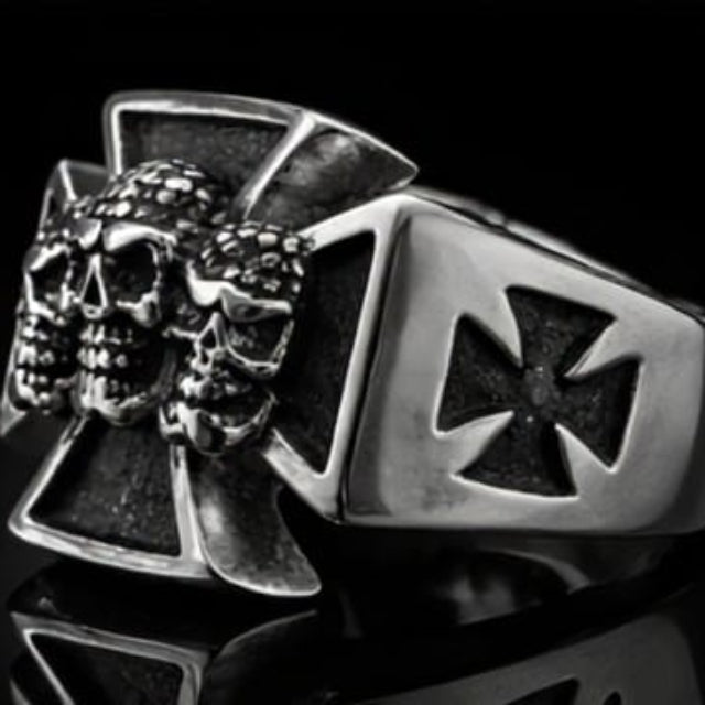 Bague croix de Malte en acier 316 L 4