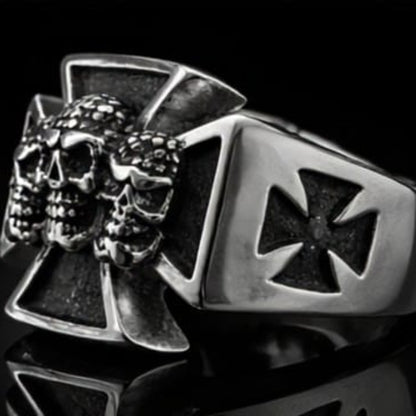 Bague croix de Malte en acier 316 L 4