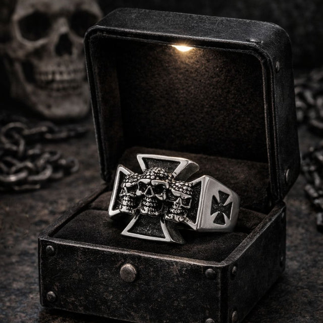 Bague croix de Malte en acier