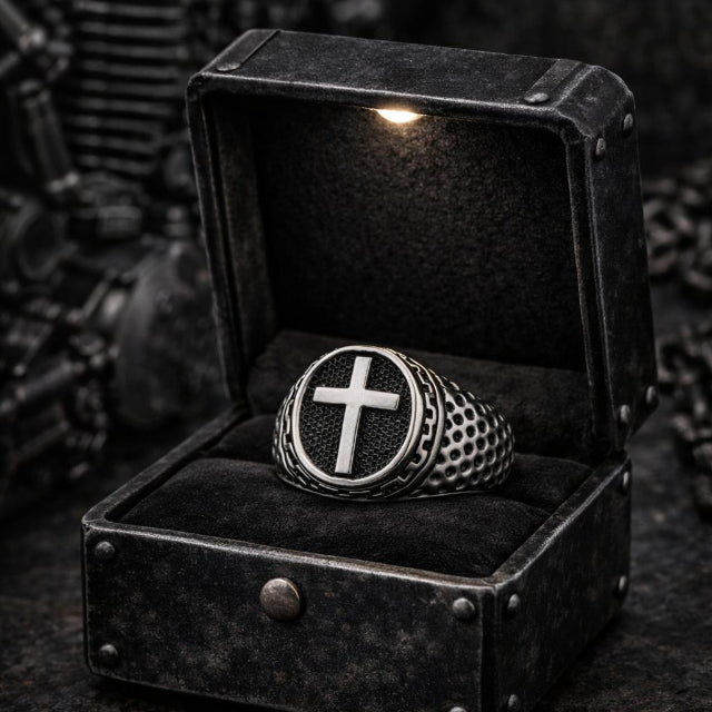 Bague chevalière croix impériale en acier inoxydable