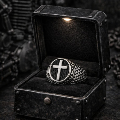 Bague chevalière croix impériale en acier inoxydable