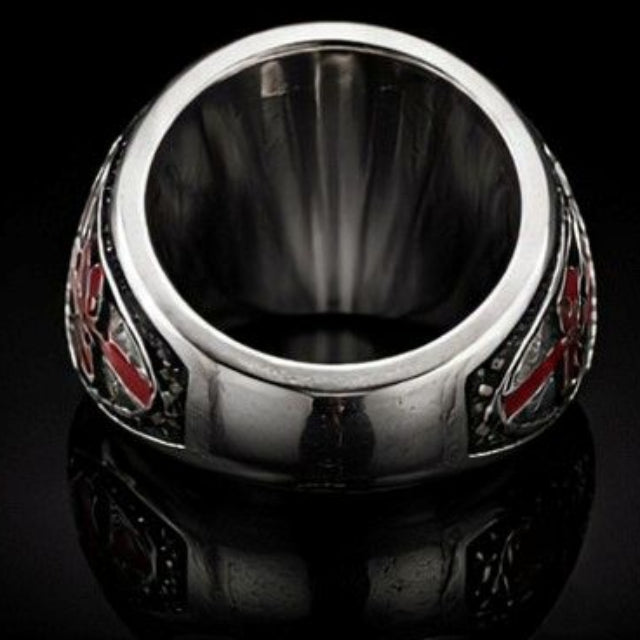Bague croix des Templiers rouge