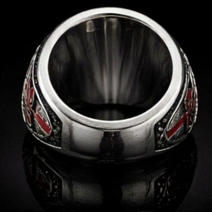 Bague croix des Templiers rouge