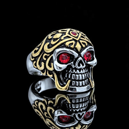 Bague Skull Gothique Yeux Rouges