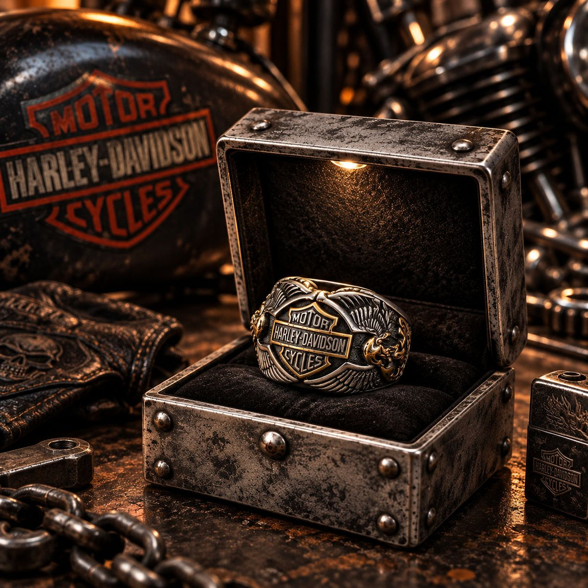 Bague Harley-Davidson Biker Ailes - Acier Inoxydable