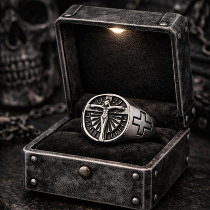 Bague croix Jésus Christ pour homme