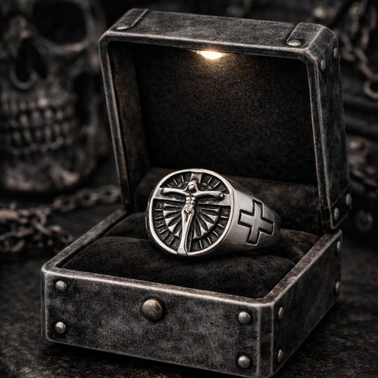 Bague croix Jésus Christ pour homme