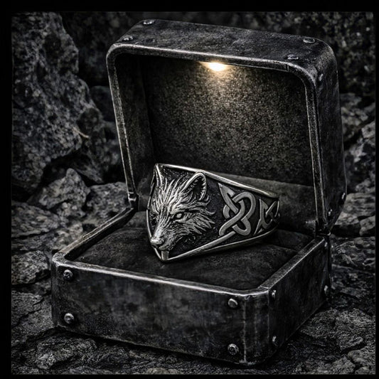 Bague tête de loup en acier inoxydable