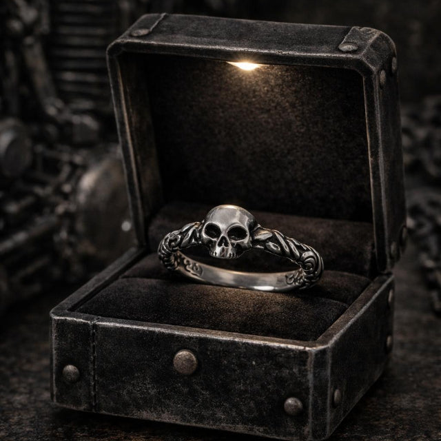 Bague Fine Skull en Acier Inoxydable