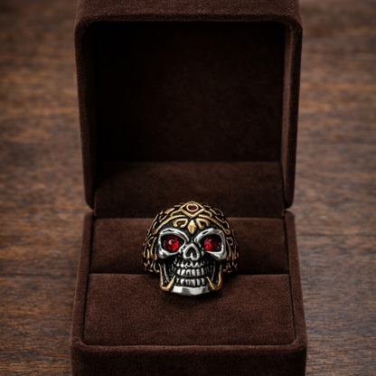 Bague Skull Gothique Yeux Rouges