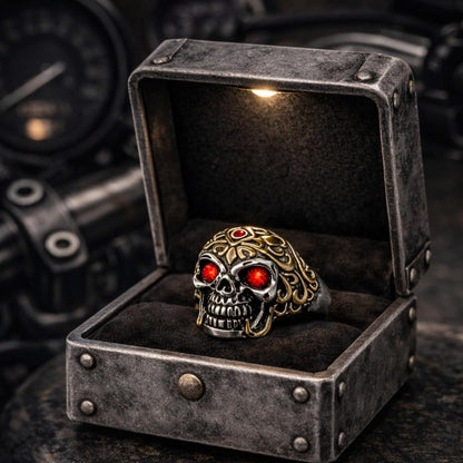 Bague Skull Gothique Yeux Rouges