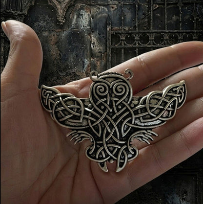 Barrette chouette celtique en métal argenté