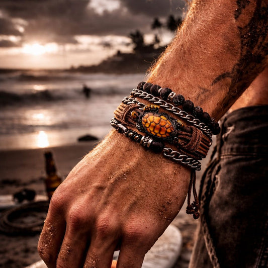Bracelet cuir tortue ajustable