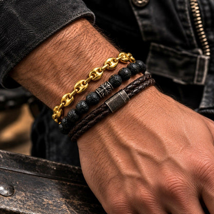 Bracelet  Graine de Café en acier inoxydable - Argentée ou Doré