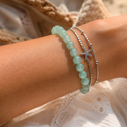 Bracelet Perles Naturelles - Jade Vert Clair - Sérénité/Equilibre
