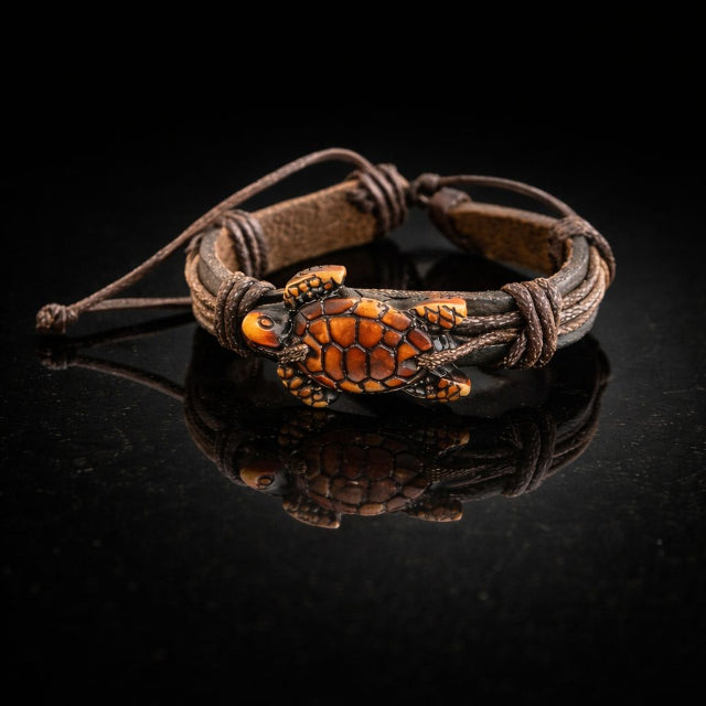 Bracelet cuir tortue ajustable