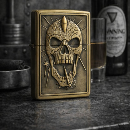 Briquet Tempête Vintage – Tête de Mort  craquelé