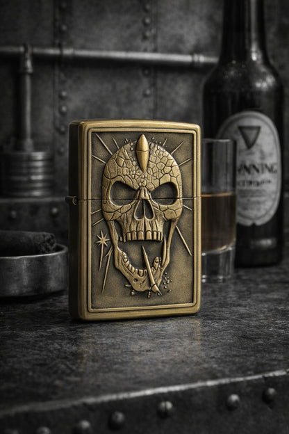 Briquet Tempête Vintage – Tête de Mort  craquelé