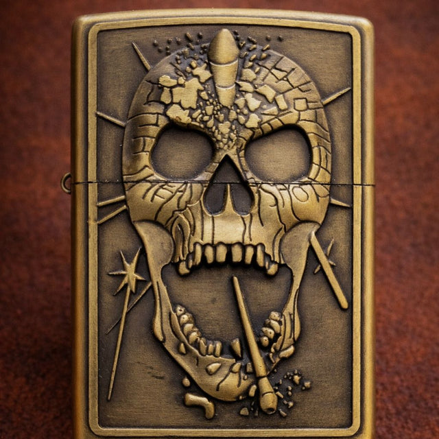 Briquet Tempête Vintage – Tête de Mort  craquelé