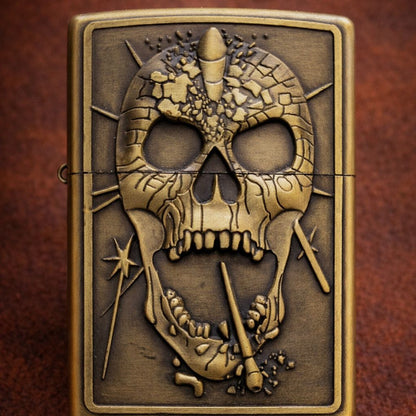 Briquet Tempête Vintage – Tête de Mort  craquelé