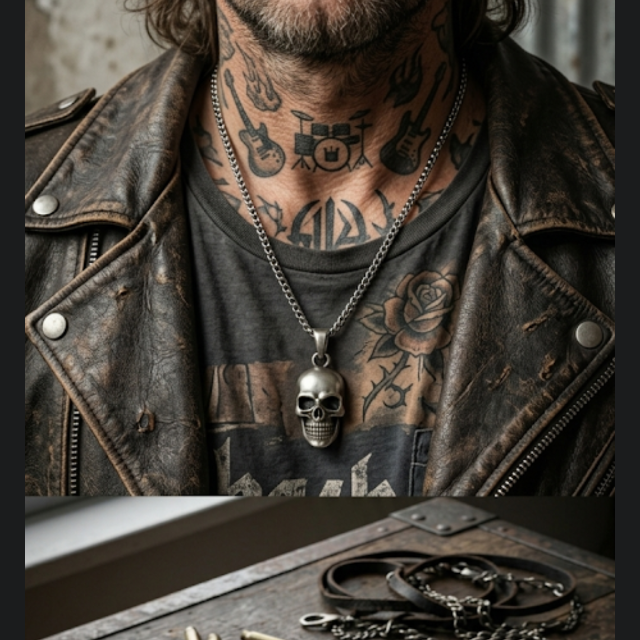 Chaine en Acier inoxydable- Pendentif Tête de Mort
