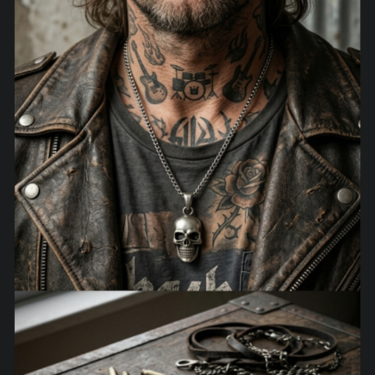 Chaine en Acier inoxydable- Pendentif Tête de Mort