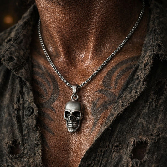 Chaine en Acier inoxydable- Pendentif Tête de Mort