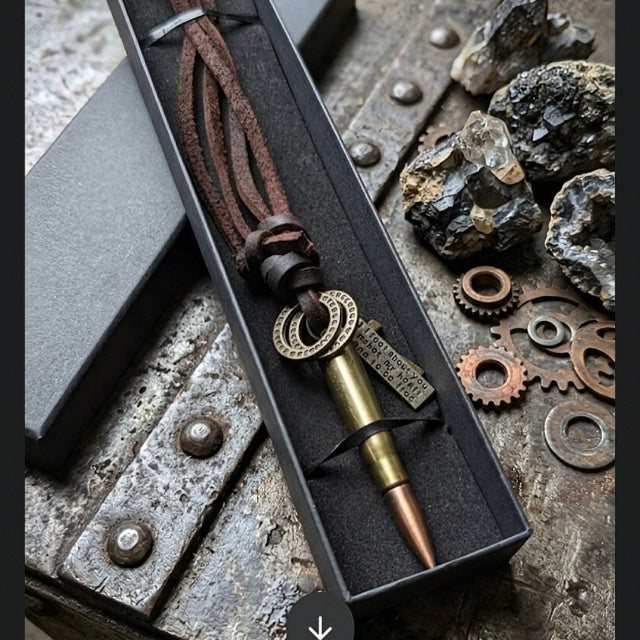 Collier en cuir et balle en acier inoxydable