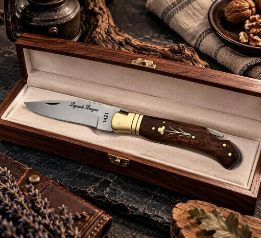 Couteau Laguiole Noyer Fleur – Manche épais
