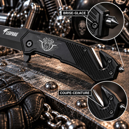 Couteau Moteur V-Twin Darkgrip – Brise-vitre & Coupe-ceinture