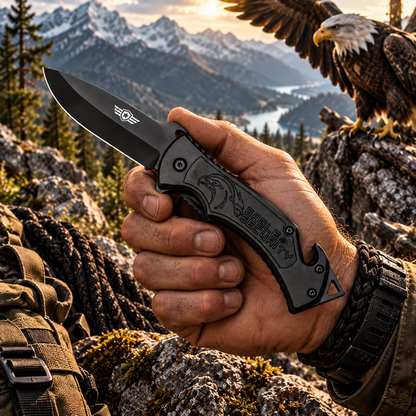 Couteau de sécurité Aigle noir – Brise-vitre & coupe-ceinture