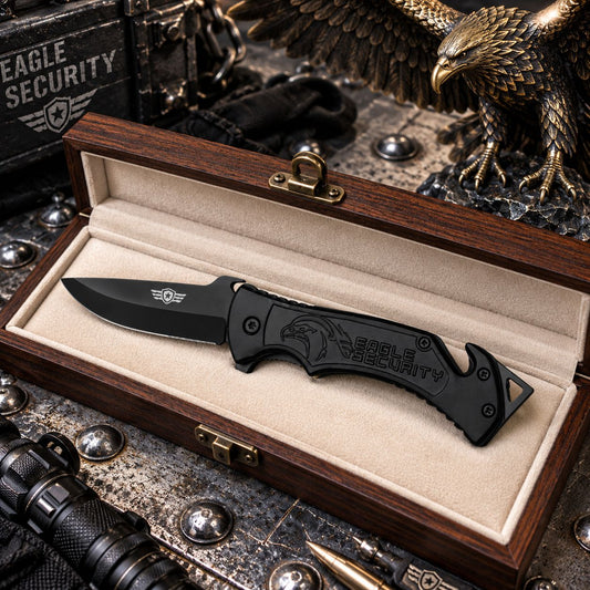 Couteau de sécurité Aigle noir – Brise-vitre & coupe-ceinture