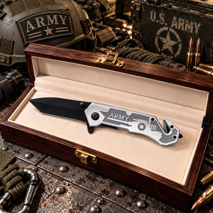 Couteau de sécurité Army gris – Brise-vitre & coupe-ceinture