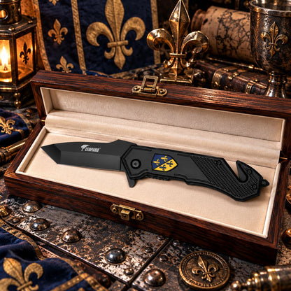 Couteau Fleur de Lys Darkgrip – Brise-vitre & coupe-ceinture