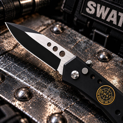 Couteau de sécurité SWAT noir – Brise-vitre & coupe-ceinture