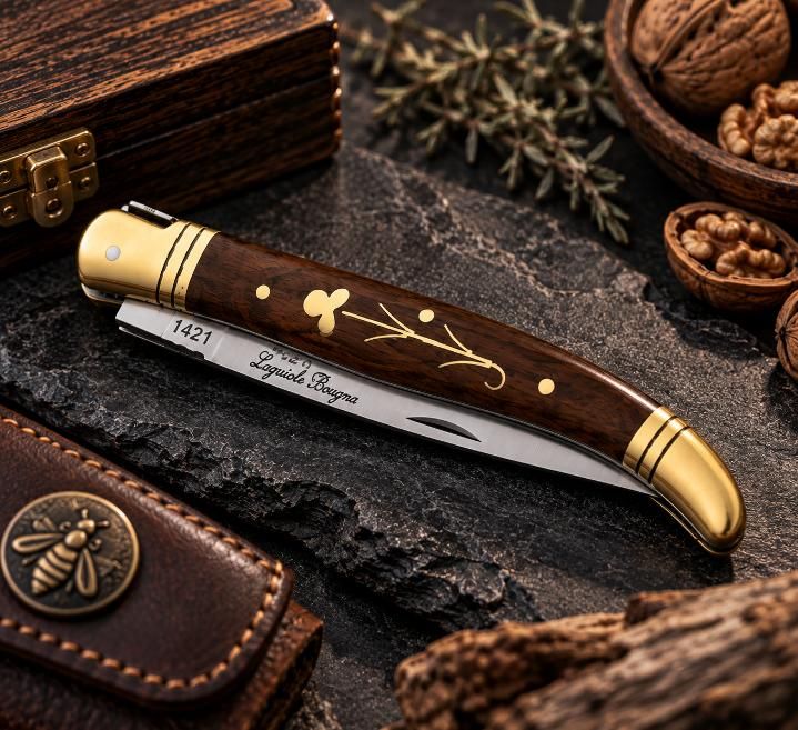 Couteau Laguiole Noyer Fleur – Avec ou Sans Tire-Bouchon