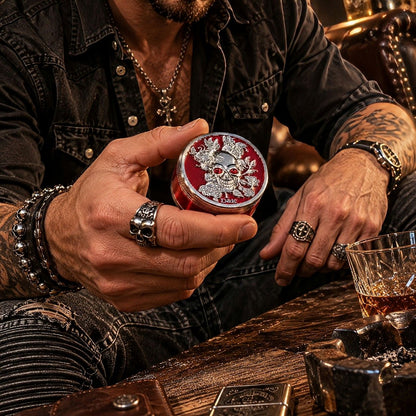 Grinder Tête de Mort – Rouge, Bleu ou Vert - Style Rock Biker