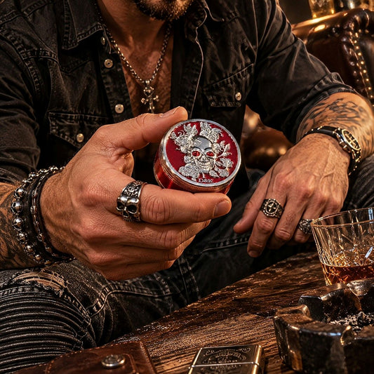 Grinder Tête de Mort – Rouge, Bleu ou Vert - Style Rock Biker