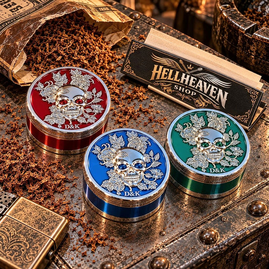 Grinder Tête de Mort – Rouge, Bleu ou Vert - Style Rock Biker
